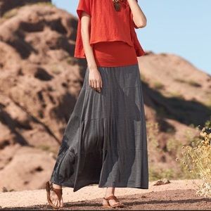 EILEEN FISHER Tiered silk-cotton maxi skirt